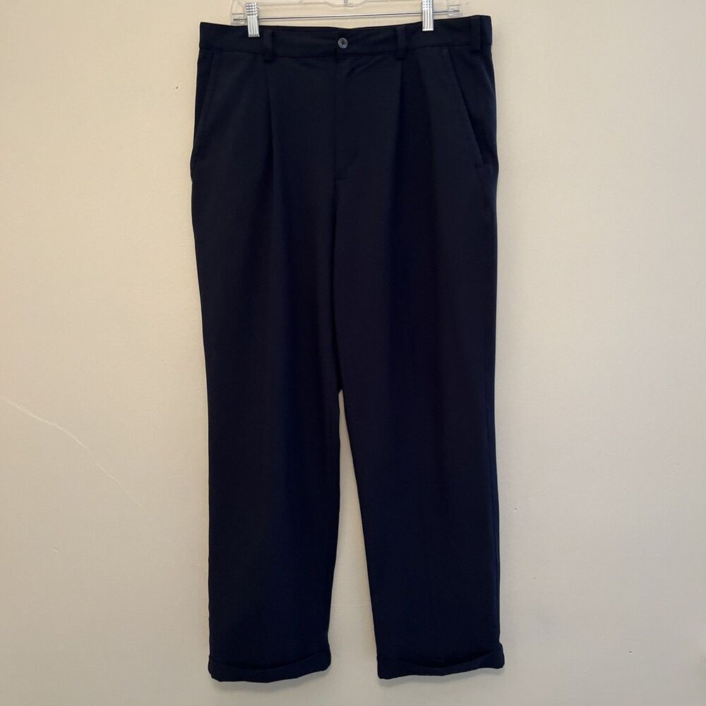 NIKE Golf Mens Dri Fit Pleated Vapor Straight Leg Trousers, Navy- 34 X 30